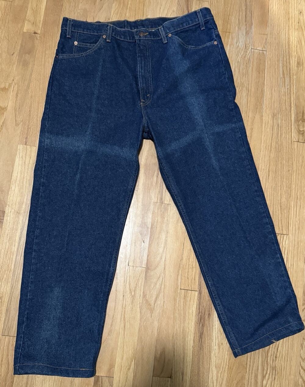 Vintage 90s Levis 505 Orange Tab Jeans Dark Indigo Sun Fade Mens 38x27 (Tag 40)